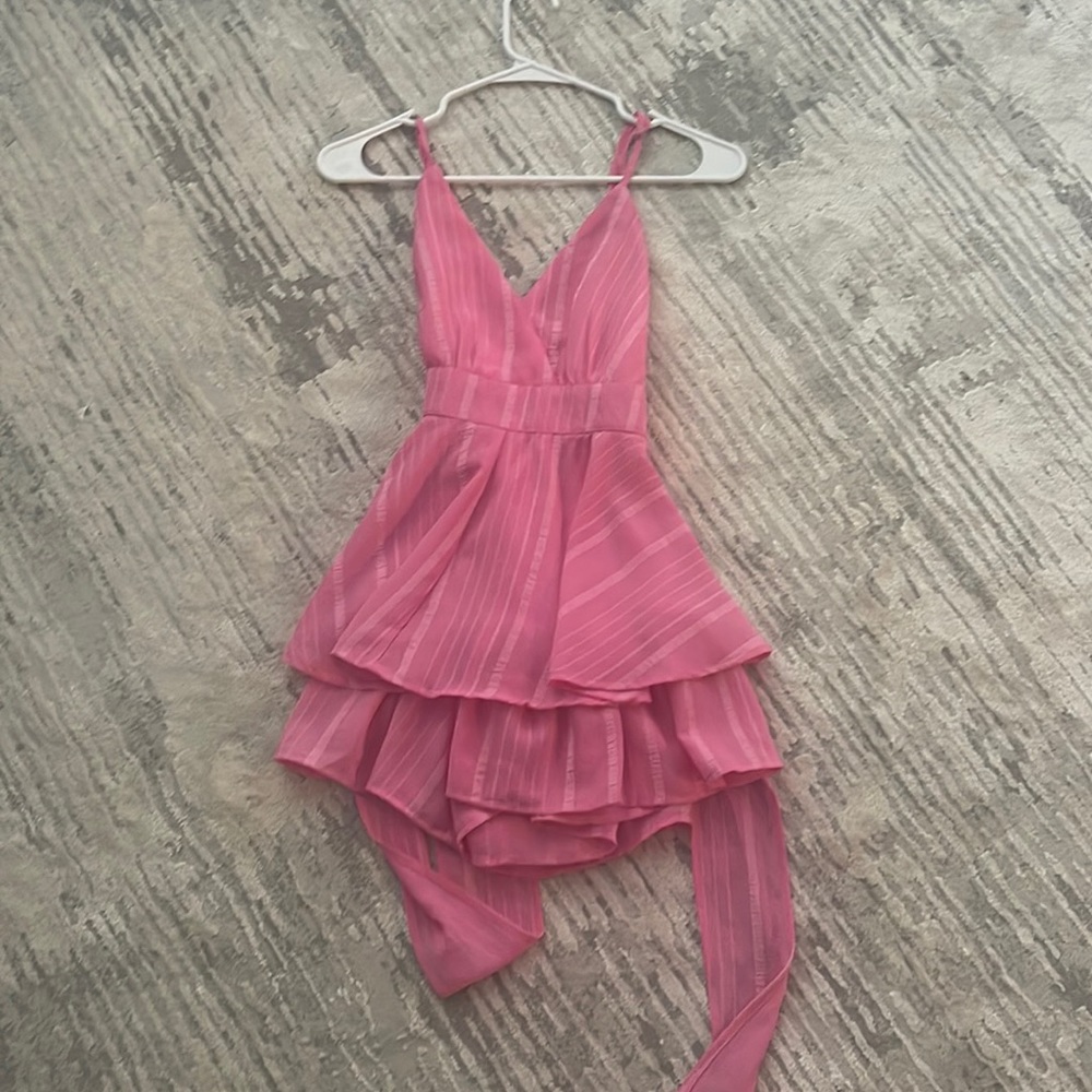 pink backless romper